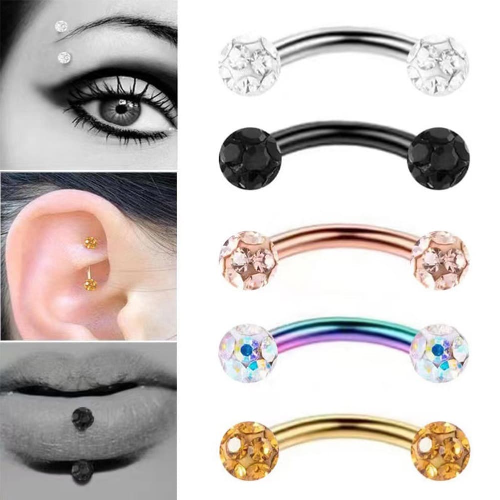 Piercing de sobrancelha em aço inoxidável, design moderno e simples, incrustado com diamantes WAWN HTV2