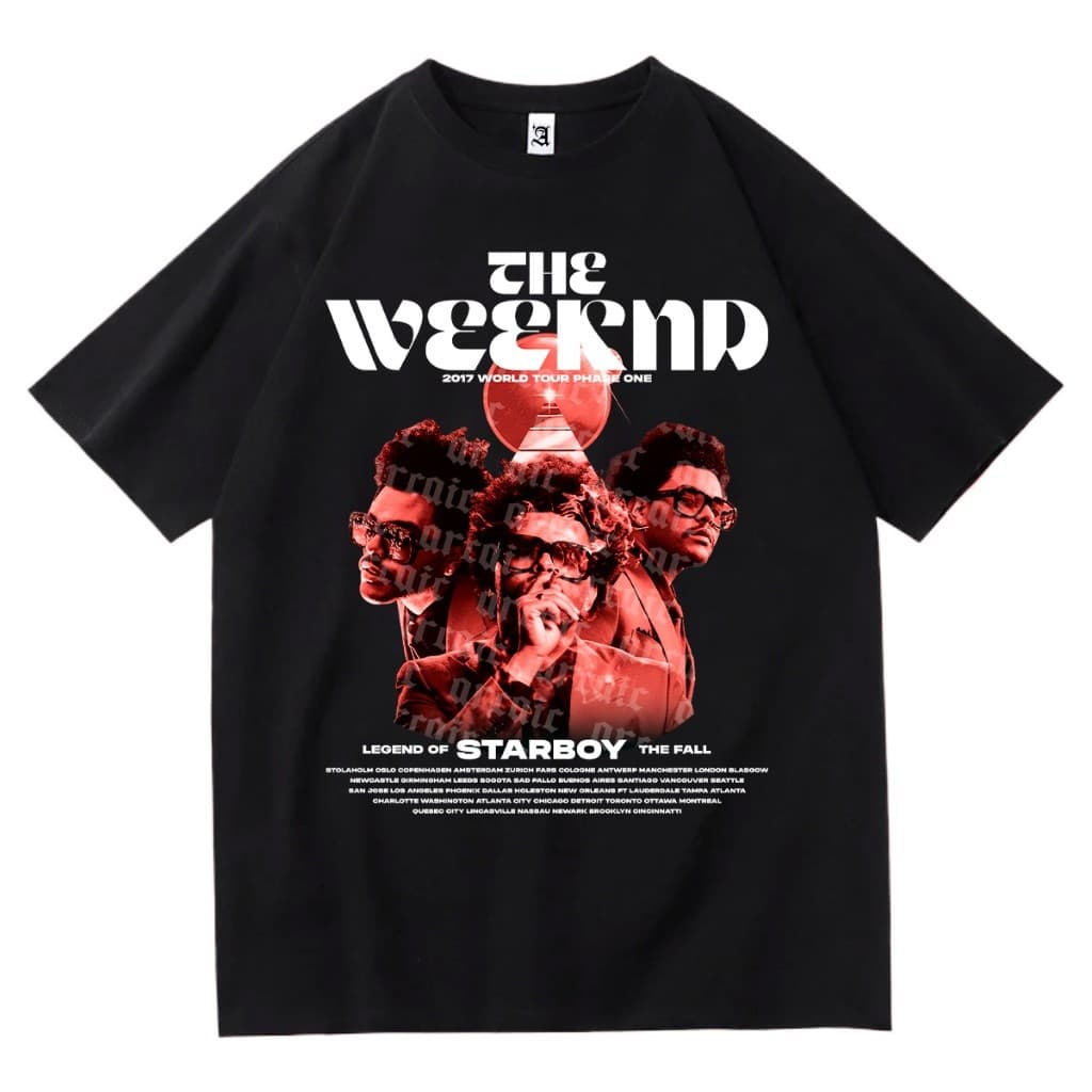 Camisa Básica Camiseta The Weeknd 2017 World Tour Legend Of Starboy Unissex - Arcaic