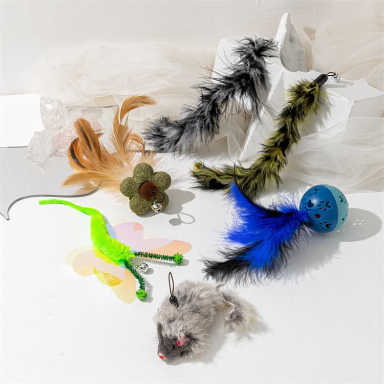 Cabeça de reposição de pena para varinha de provocar gatos, brinquedo para gatos com bola de provocar
