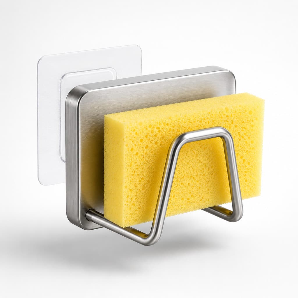 Suporte para Esponja de Pia em Aço Inox Porta Bucha Organizador de Cozinha Autoadesivo