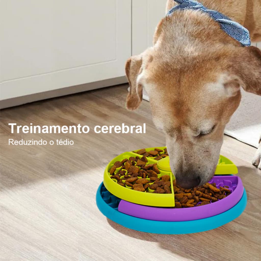 Comedouro Interativo Labirinto Lento Várias Texturas Para Lamber 3 Níveis Giratório Para Cães e Gatos