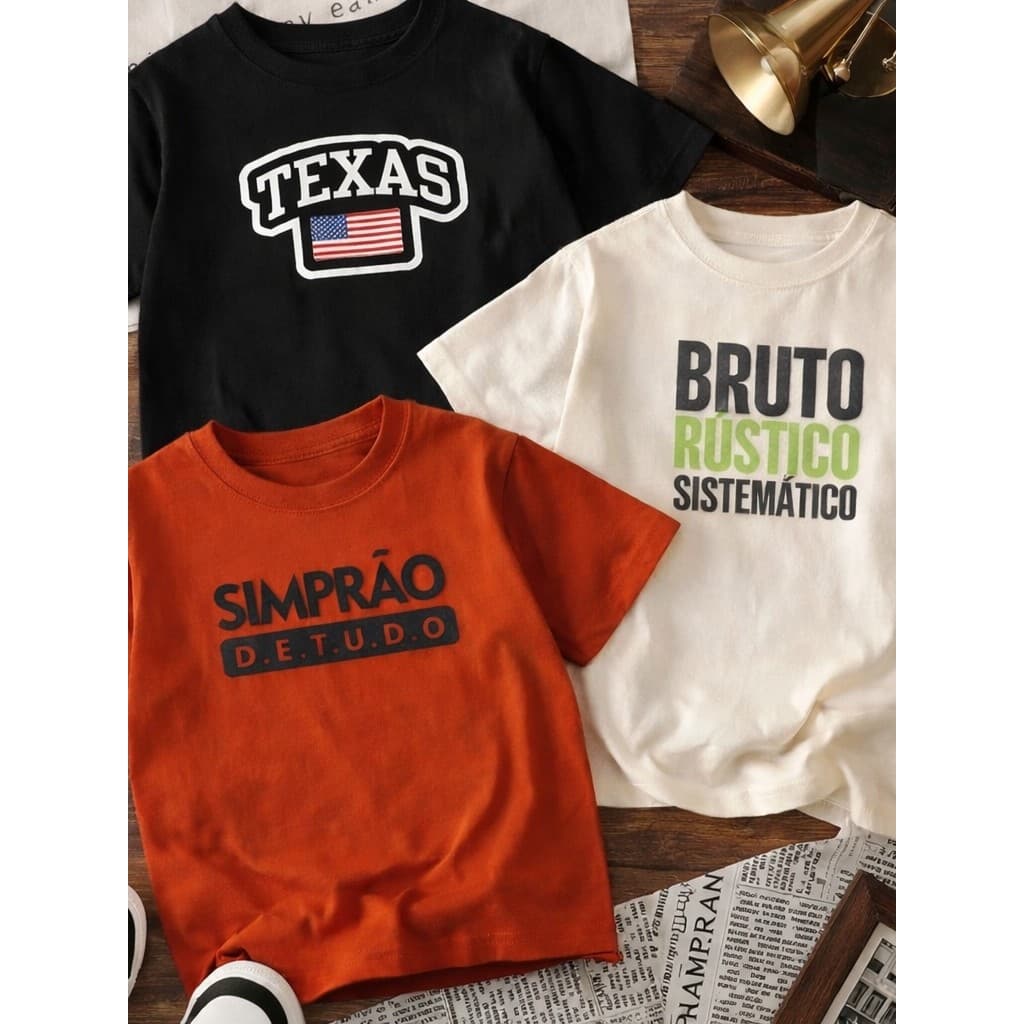 Kit 3 Camisetas Infantis Country Meninos Blusa Roça Bruto Manga Curta Kids