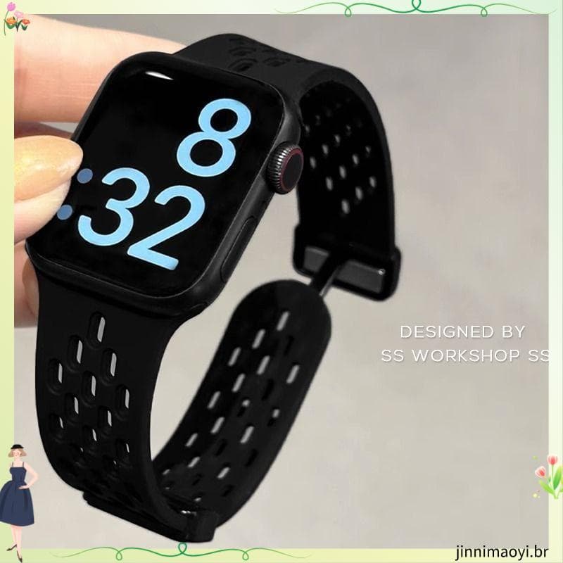 Adequado para apple apple watch pulseira iWatch cinta respirável esportes Silicone magnético dobrável