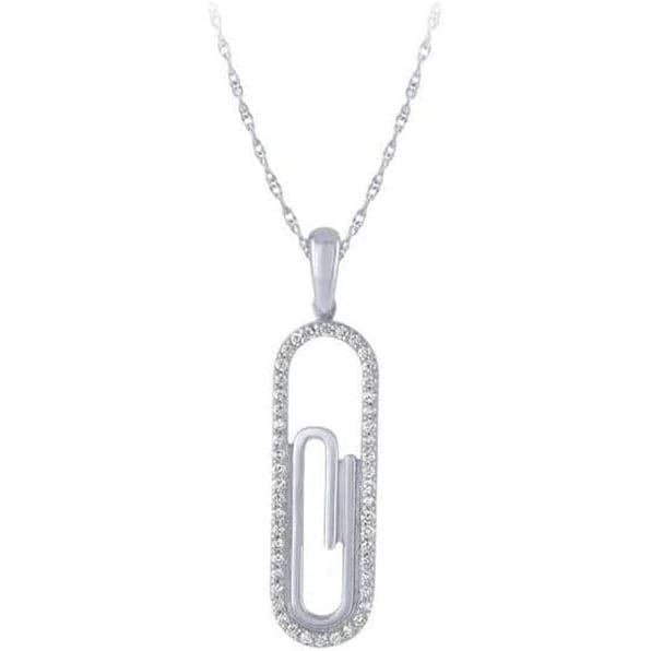 Pingente de Diamante Branco Simulado em Forma Redonda de 0,20 CT com Fecho de Pressão em Ouro Branco 14K Banhado a Prata