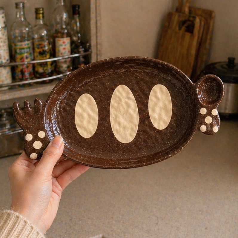 Criativo pintado à mão Underglaze cor pão prato de cerâmica prato de café da manhã lanche prato de frutas