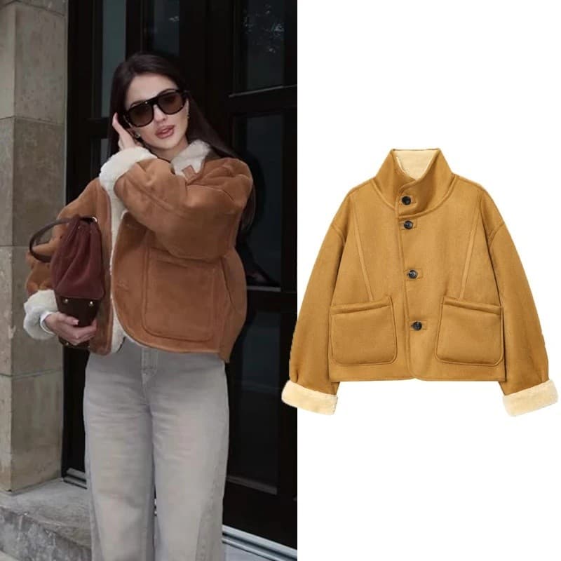 Jaqueta de camurça feminina, jaqueta de meia-estação feminina, casaco, jaquetas de inverno, roupas de exterior, blusas f
