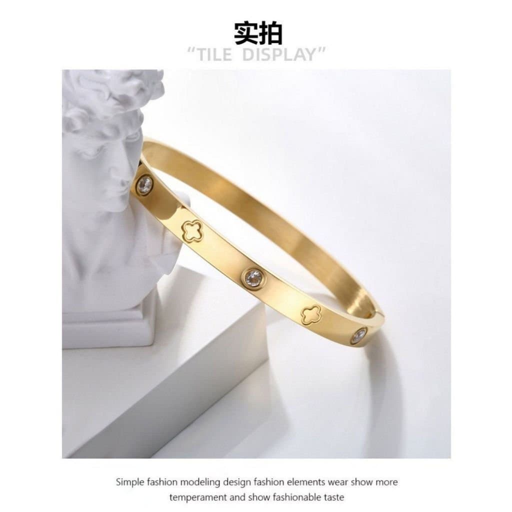 Pulseira feminina de aço titânio cartão cheio de diamantes aço inoxidável 18k joias simples e versáteis