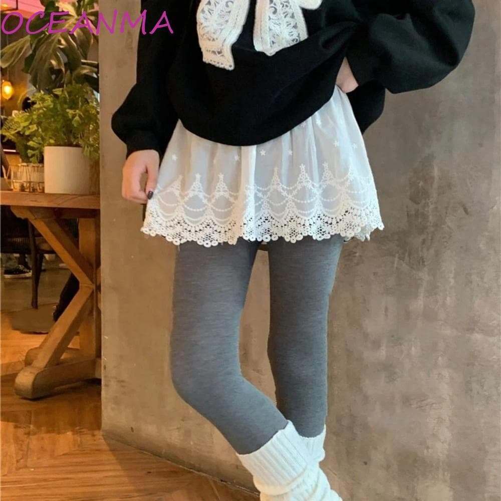 OCEANMA Saia De Renda Deslizante , Curta De Segurança Estilo Coreano Antirreflexo , Mini Vestido Curto Doce Y2K