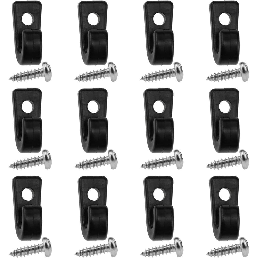 AYLIFU Gancho em J para Caiaque, 12 Peças, Nylon Preto, Gancho de Fixação para Caiaque, Canoa, Prancha de Remo, Acessóri