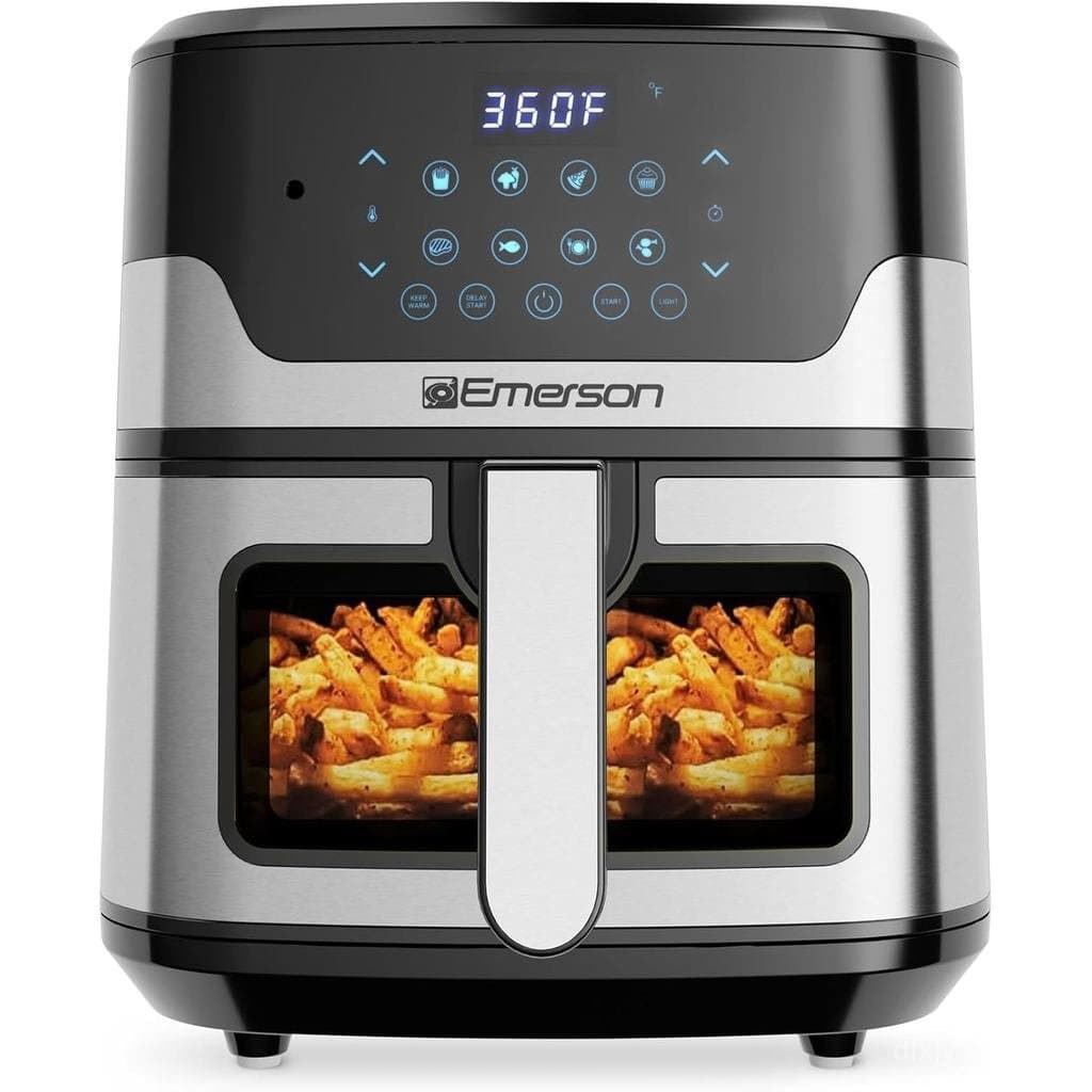 Emerson SmartVoice 5.3QT Air Fryer, mais de 1000 comandos de voz, fogão digital 6 em 1, design compacto para bancada, co