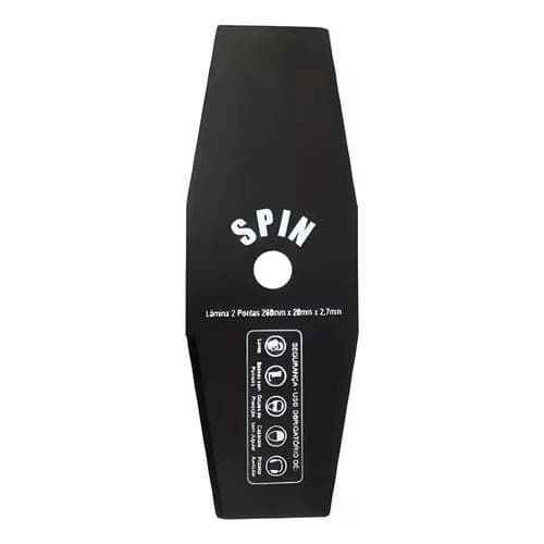 Faca Roçadeira Aço Cromo 2 Pontas Furo 25mm 350mm Spin 80165 Compatível Vulcan