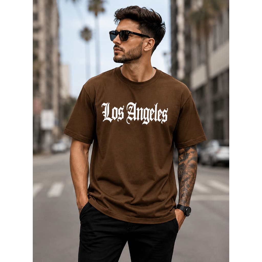 Camiseta Casual Premium Masculina Los Angeles - Manga Curta de Verão, Gola Redonda Hype