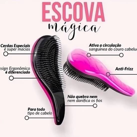 Kit 10 Escovas Mágicas pra cabelo AntiFrizz Desembaraçador