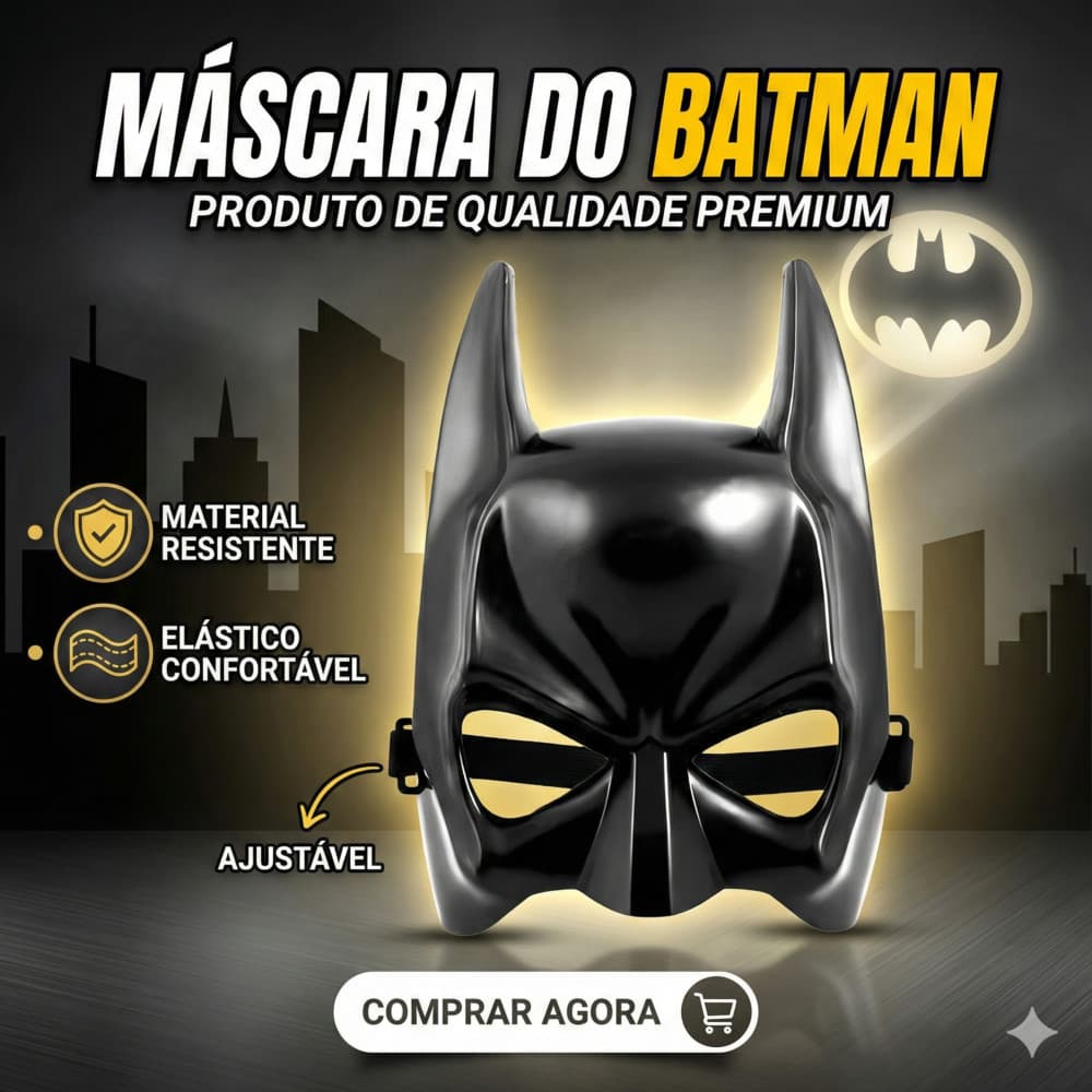 Máscara Brinquedo Fantasia Batman Adulto ou Infantil