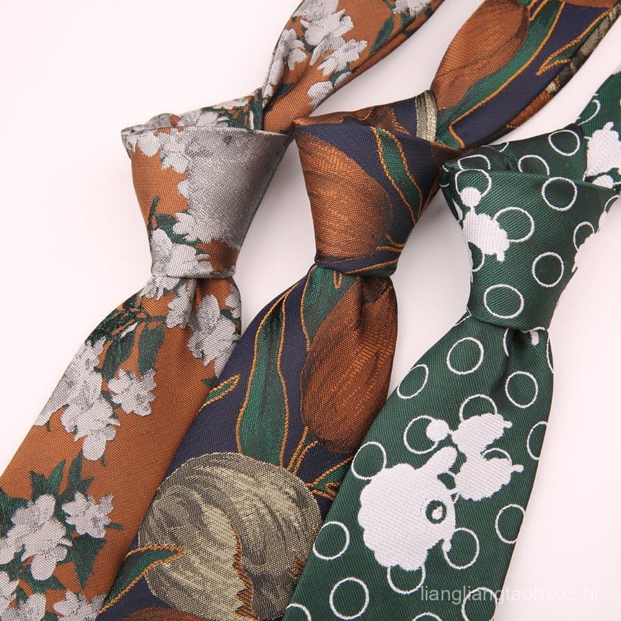 Gravata Floral Casual para Homens, Gravata de Poliéster Jacquard, Gravata de 7CM Amarrada à Mão para Homens e Mulheres,