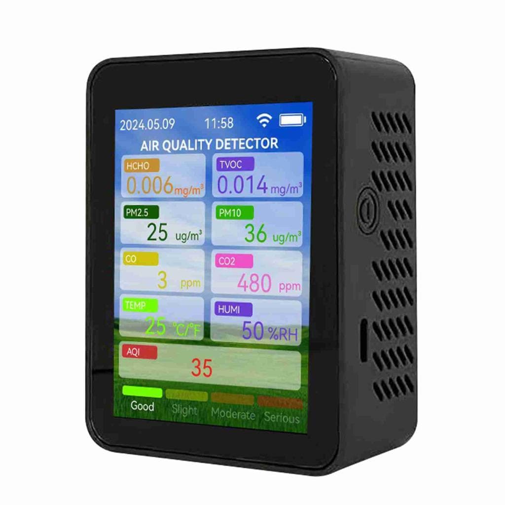 Weytoll WiFi Medidor multifuncional de qualidade do ar doméstico HCHO TVOC Monóxido de carbono CO2 PM2.5 PM10 Testador