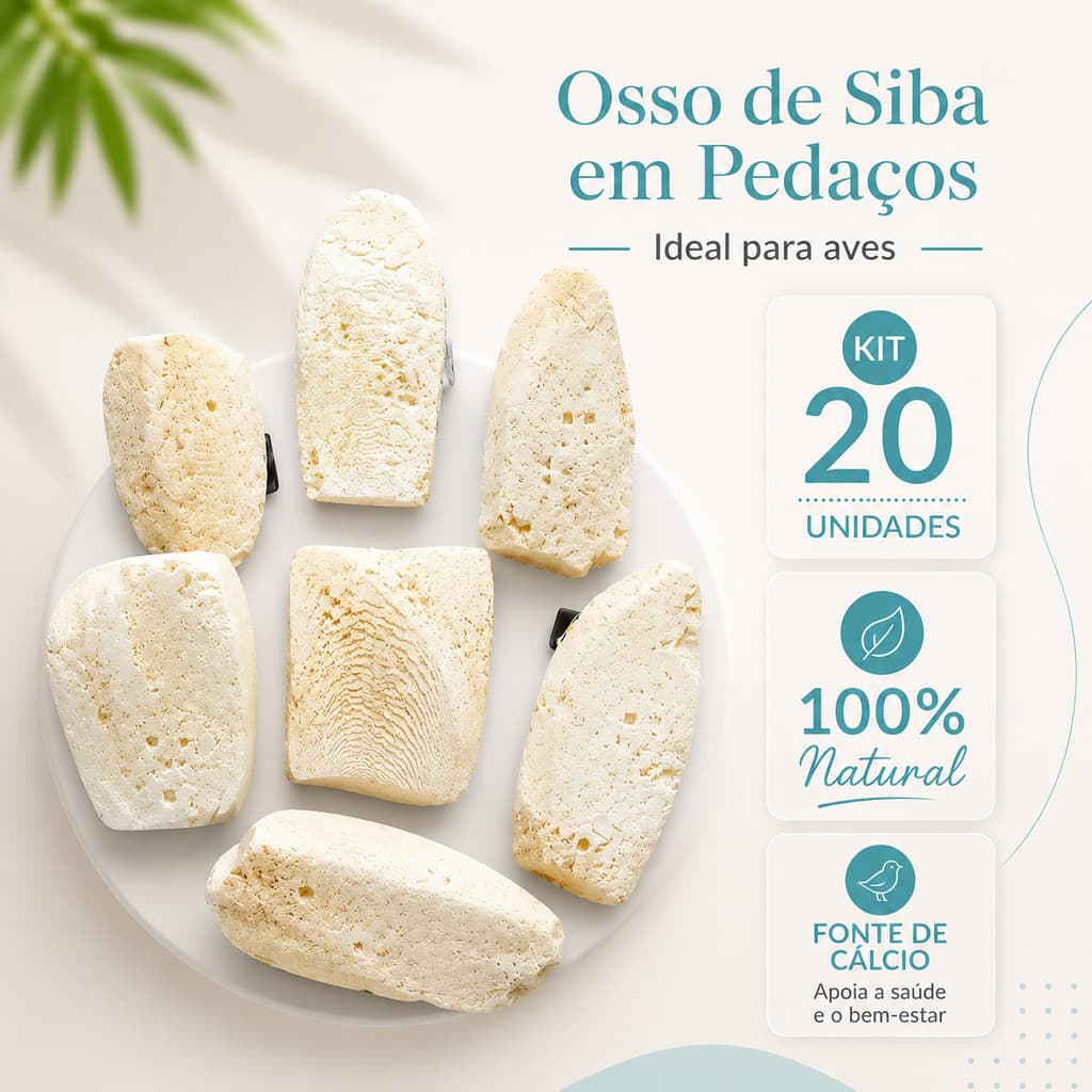 Osso De Siba 100% Natural Para Calopsita, Agapornis E Outros Pássaros