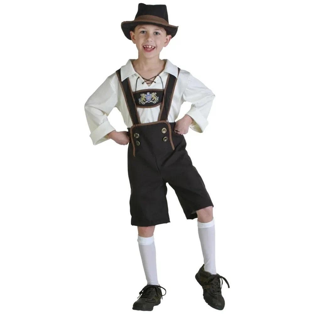 Traje Clássico Bavário de Oktoberfest para Crianças, Fantasia de Cervejeiro Alemão para Meninos, Conjunto com Chapéu, Ca