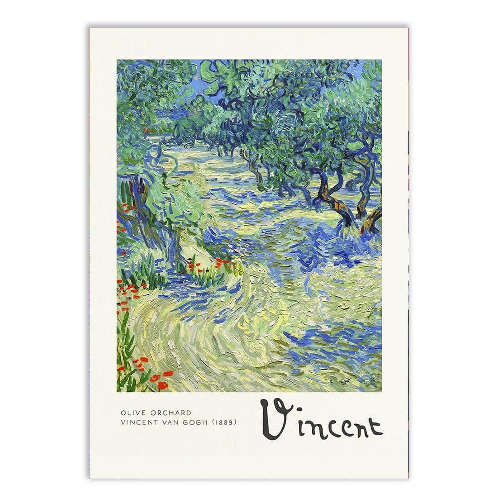 Placa Quadro Decorativo Van Gogh Olive Orchard Releitura Pintura Óleo Escritório Quadro Moderno Quadro Decorativo Decora