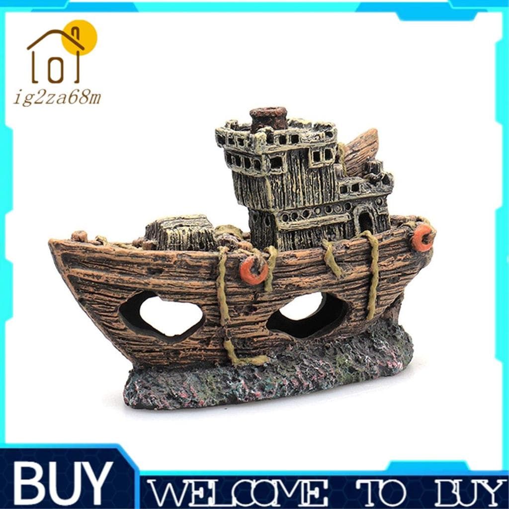 Aquário Pirata Navio De Peixes Ornamental Abrigo Acessório Decoração Mini Ornamento De Naufrágio 1 Peça