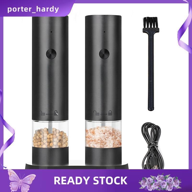 Conjunto Elétrico De Moedor De Sal E Pimenta , Aspereza Ajustável Recarregável Para Cozinha Churrasco , Saleiros Pimente