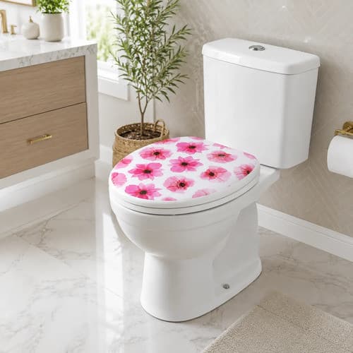 Assento Sanitário Almofadado Universal Regulável Estampado Confortável em PP e PVC 36x42cm para Banheiro
