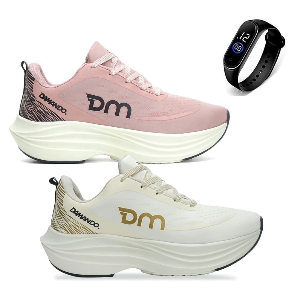 Kit 2 Pares Tenis Unissex Leve Confortável Atletismo Academia Caminhada