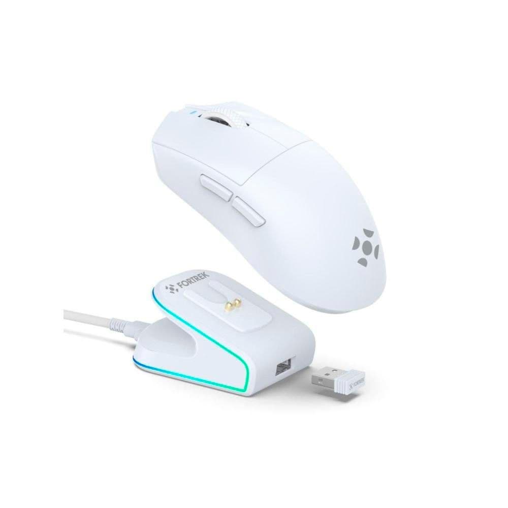Mouse Gamer Sem Fio Fortrek Dock de Carregamento Loyal Branco