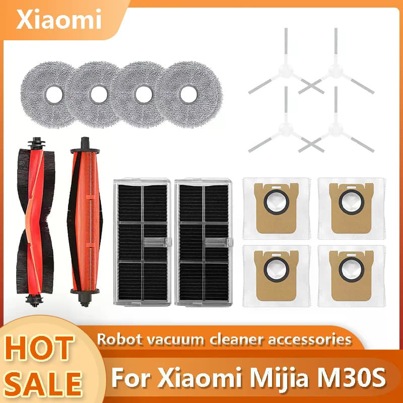 Para Xiaomi Mijia M30S Robô Acessórios De Vácuo Escova Principal Lateral Filtro Hepa Mop Pano Substituição Reposição