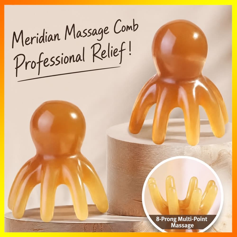 Sólido Multi-Ponto Massagem Pente Em Forma De Polvo Chifre De Boi Natural Cabeça Ferramenta De Para Homens Pentear Cabel