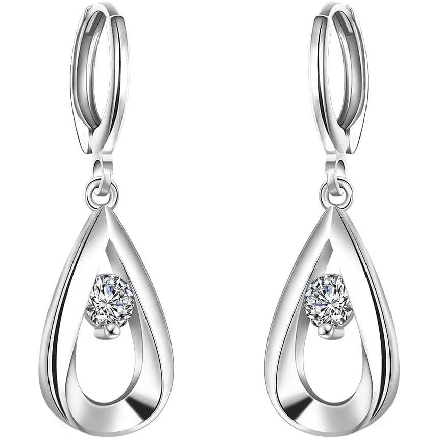 WDIYIEETN Joias de Moda Brincos Pendentes em Forma de Gota com Cristal CZ em Prata Esterlina 925 para Mulheres DTWD