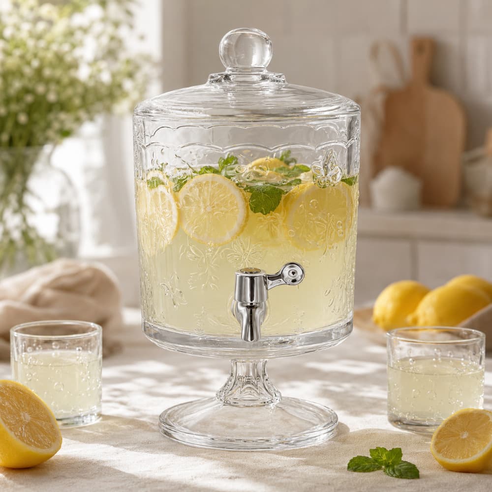 Suqueira de Vidro 4,5L Lyor com Torneira Dispenser de Bebidas