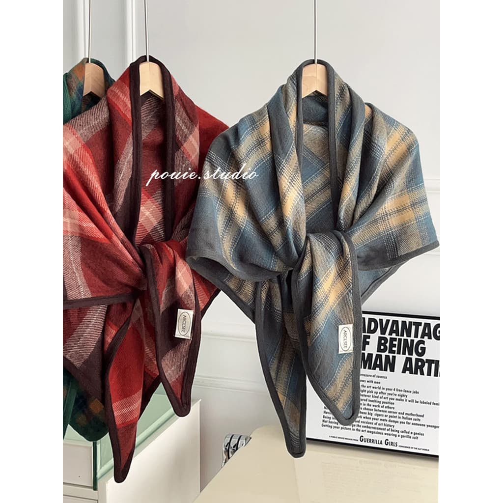 Cachecol grande em xadrez com combinação de cores, estilo de moda de alta qualidade para mulheres, outono inverno, combi