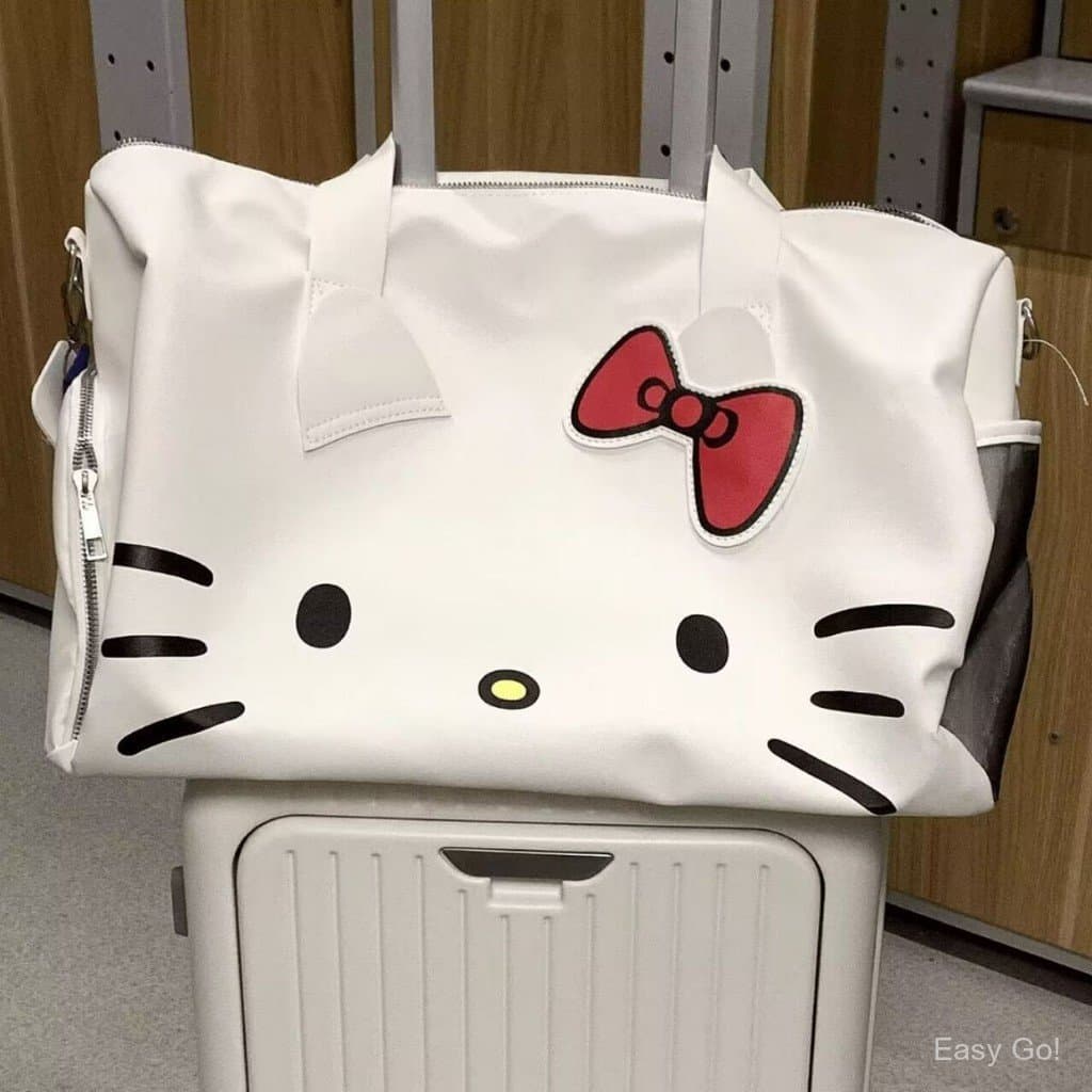 HelloKitty Cartoon Cute Big Bag Gravata Borboleta De Um Ombro Hello Kitty Bolsa De Ginástica Portátil Viagem Crossbody