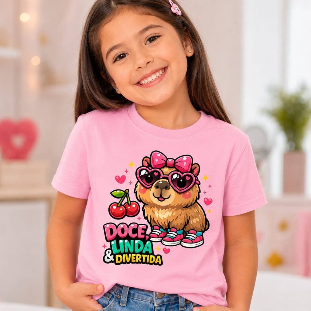 Camiseta Infantil 100% Algodão Estampa Capivara Divertida do  4 ao 14 Envio Imediato
