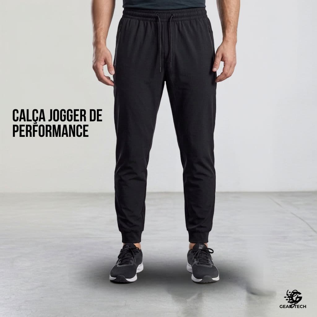 Calça Moletom Jogger Masculina Premium com Elastano Bolso Zíper Confortável Casual Academia