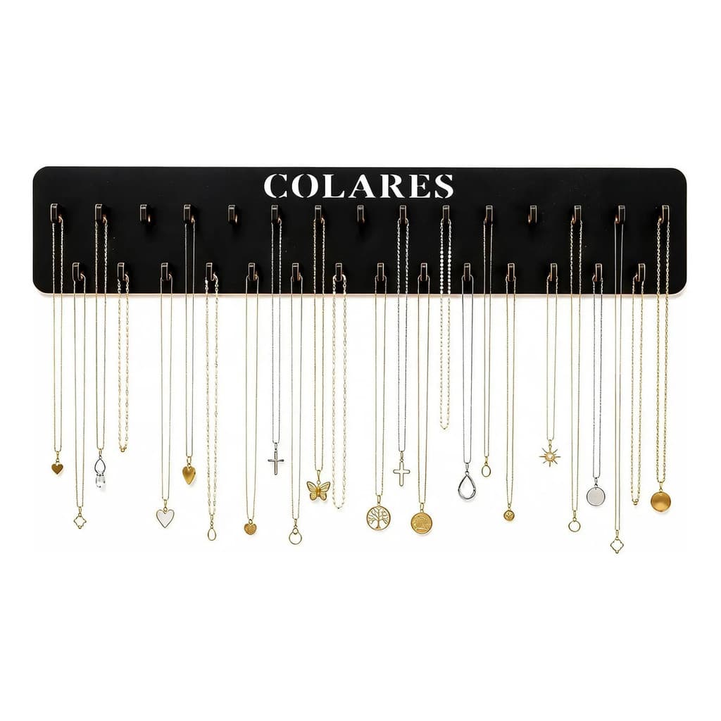 Porta Colares Joias Pulseiras Suporte Expositor Mdf Preto
