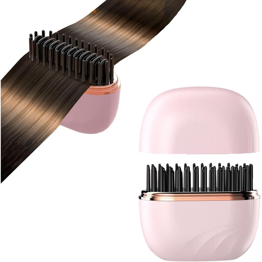 Mini Alisador de Cabelo - Alisador de Cabelo Sem Fio 2 em 1 - Escova Alisadora Portátil com 3 Configurações de Temperatu