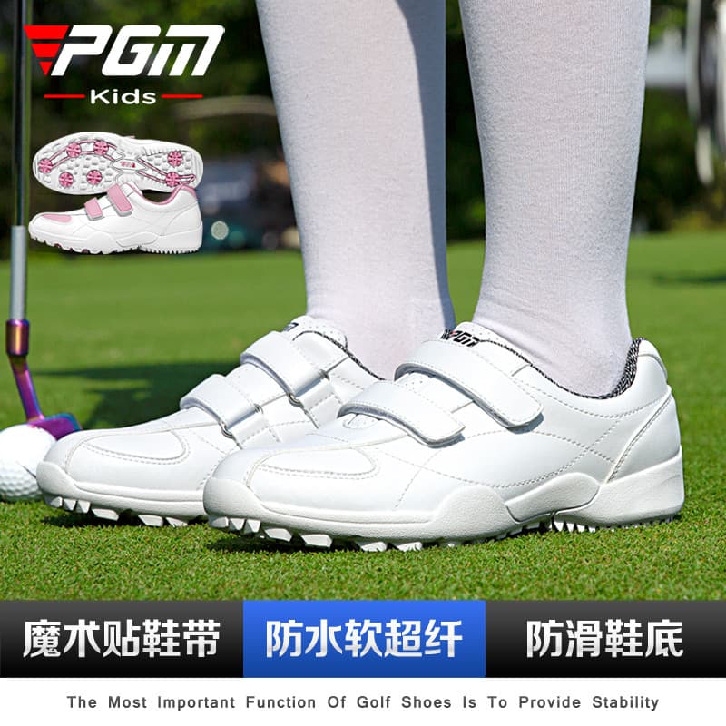 Sapatos de golfe infantis PGM, à prova d'água, tênis de Velcro para jovens, sapatos infantis antiderrapantes para menino