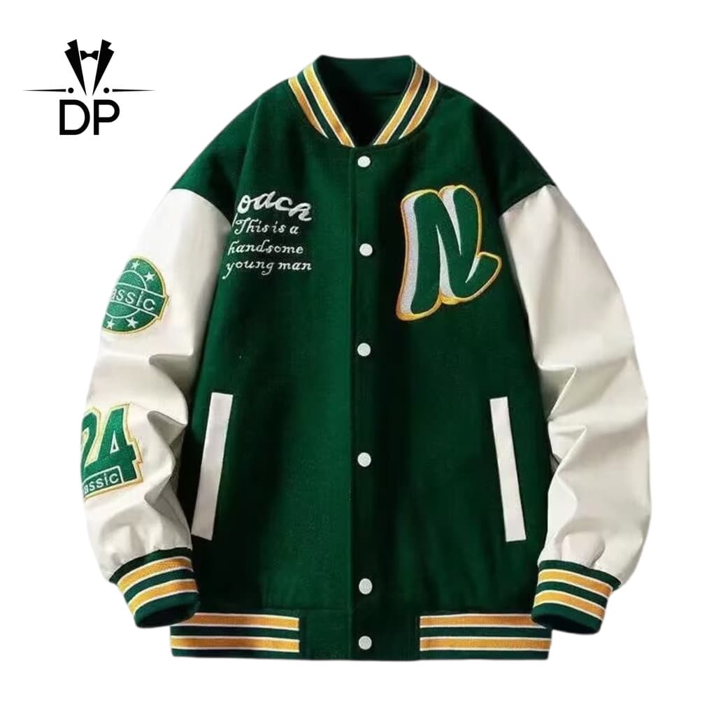 Jaqueta De Beisebol Masculina Solta E Versátil Estilo Ins , Casual , Legal , Para Primavera Outono , Verde T161