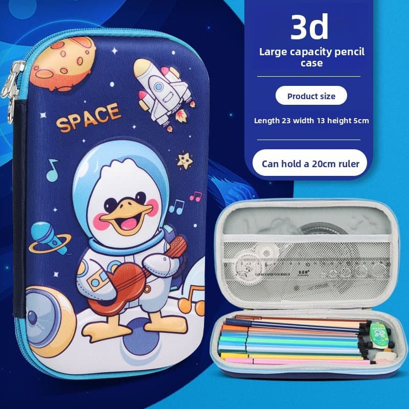 Caixa de papelaria com zíper duplo de grande capacidade Caixa de armazenamento portátil Estojo para caneta