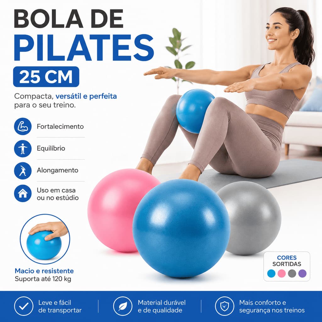 Bola de Pilates Overball Yoga Fisioterapia Fitness 25cm