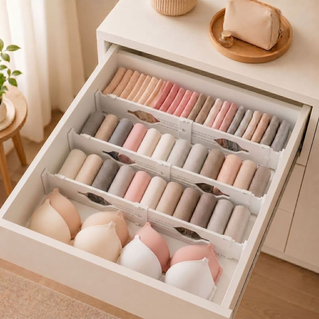 Kit 4 Divisórias Para Gaveta Ajustável Branco Armários Closets IKAZA