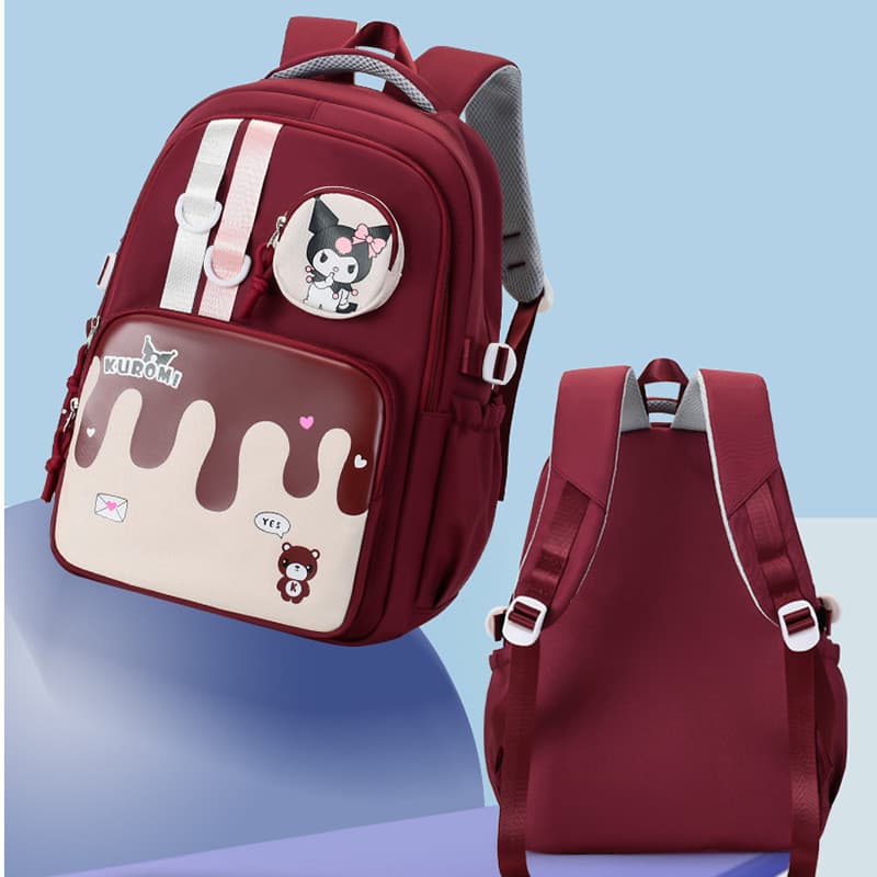 Mochila de desenho animado fofa, novo modelo para meninas, grande capacidade, proteção para a coluna, mochila infantil q