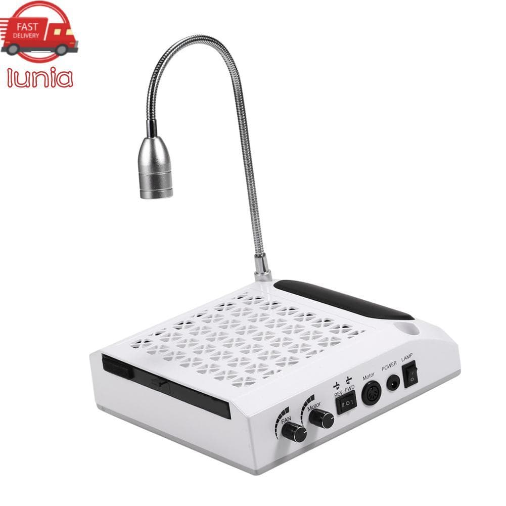 Lunia.br Coletor de pó de unha com lâmpada Máquina de perfuração profissional Limpador de sucção Silencioso 80W
