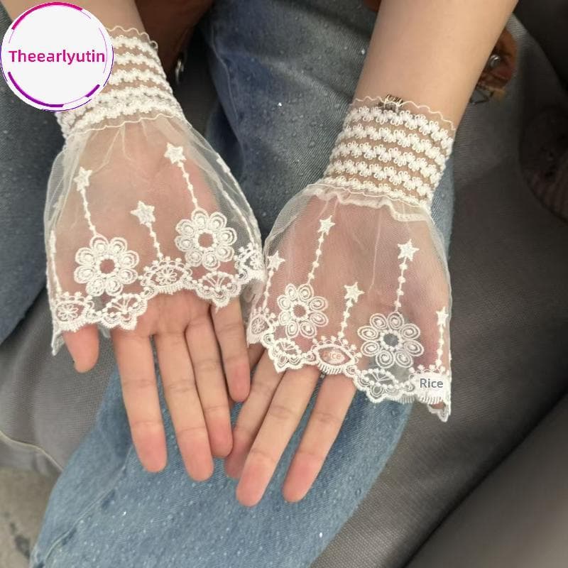 theearlyutin Mangas Femininas Destacáveis De Renda Elegantes Punhos Falsos 1 Par Perfeito Para Levantar Aparências Casua