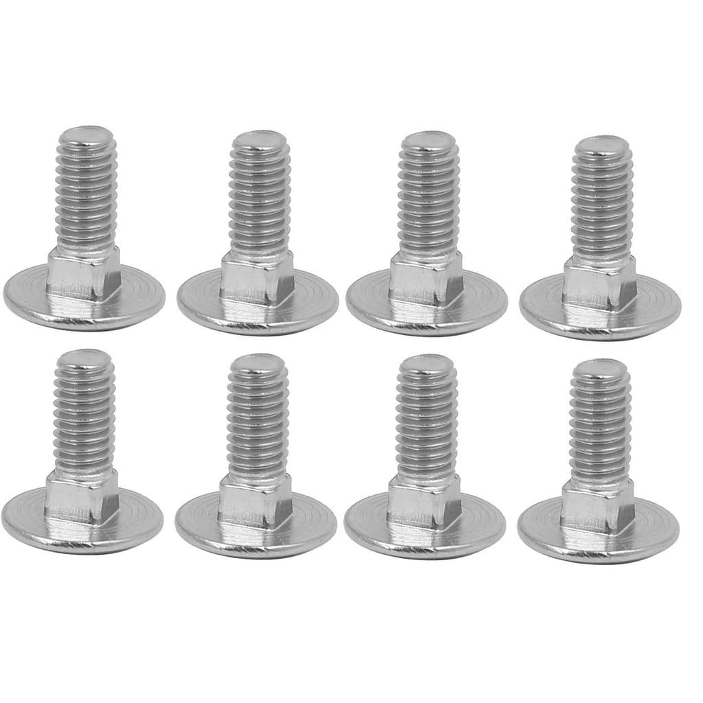 8 Peças Parafusos de Carroceria M6x16mm com Pescoço Quadrado, Rosca Total, Aço Inoxidável 304, Padrão Métrico DIN603