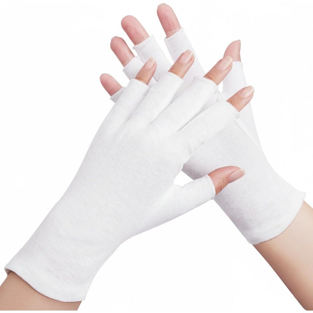 4 Pares de Luvas Brancas de Algodão - Design Sem Dedos, 100% Algodão Puro, Luvas Hidratantes - Tamanho Único, Luvas para