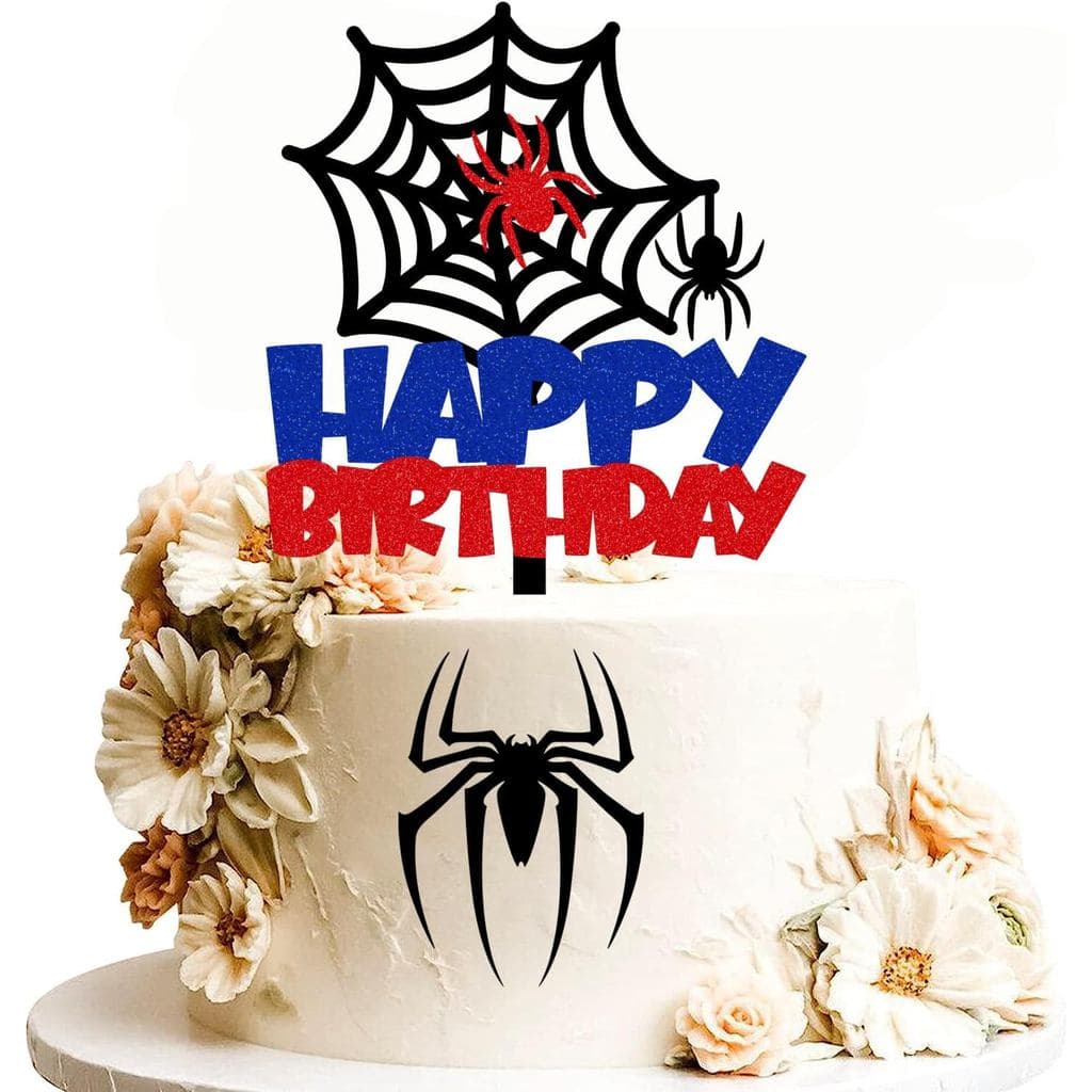 2 Peças Topper De Bolo De Feliz Aniversário De Desenho Animado-Suprimentos De Decoração De Festa Com Tema De Herói-Acríl