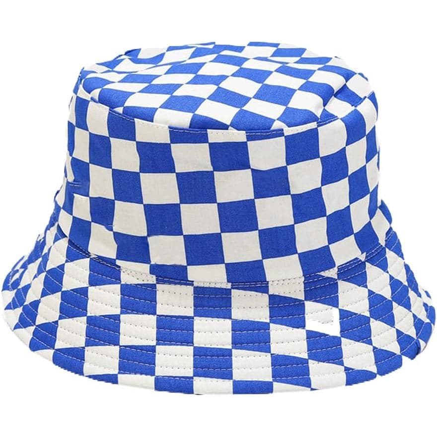Chapéu Bucket de Algodão Xadrez, Moda de Verão, Chapéu de Pescador para Praia, para Mulheres e Homens